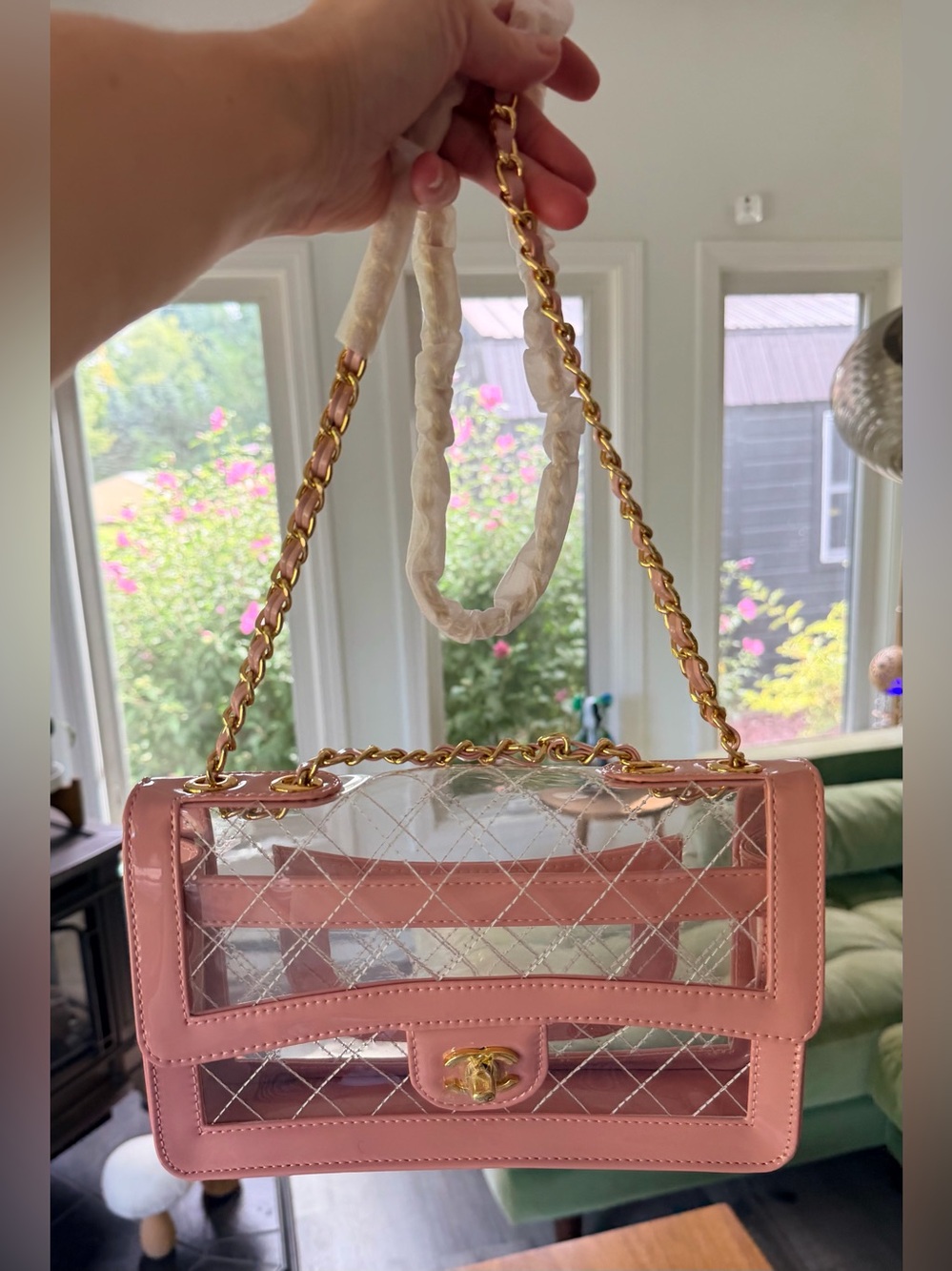 FULL SET Brand NEW Chanel Transparent Bag w
Pink Patent Leather & Gold Hardware